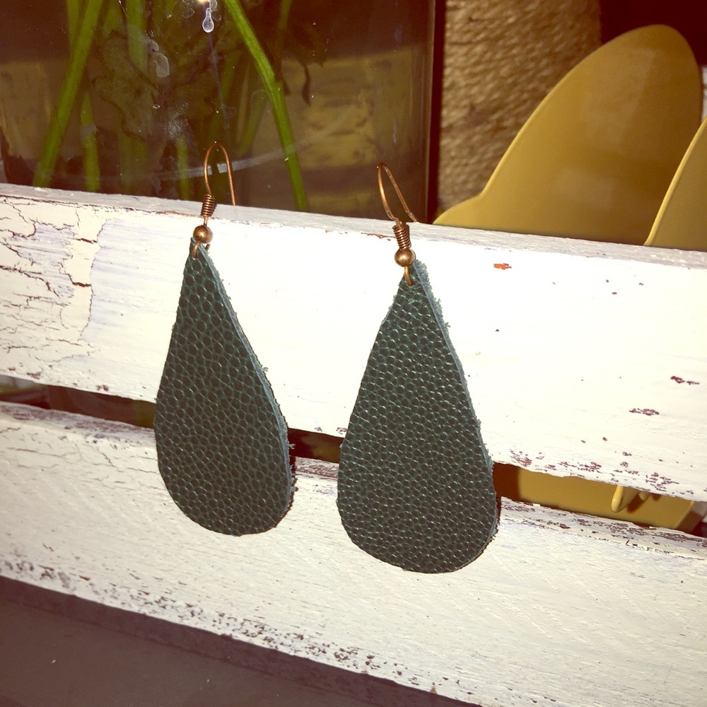 Handmade Real Leather Tear Drop Earrings